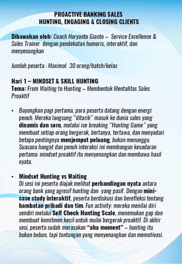 Proactive banking Sales